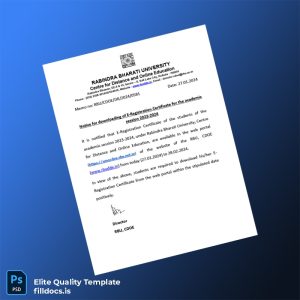 Fillable India Rabindra Bharati University E Registration Certificate Template - Word/PDF Template Preview - FillDocs