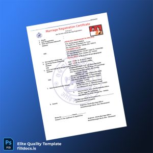 Fillable India Registrar Marriage Registration Certificate Template - Word/PDF Template Preview