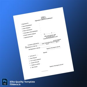 Fillable India Registration Certificate of Establishments Template - Word/PDF Template Preview