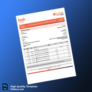 India SBA Account Statement Template in Word and PDF formats