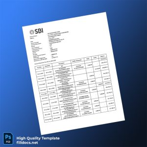 India SBI Account Statement Template in Word and PDF formats