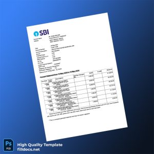 India SBIN Bank Statement Template in Word and PDF formats