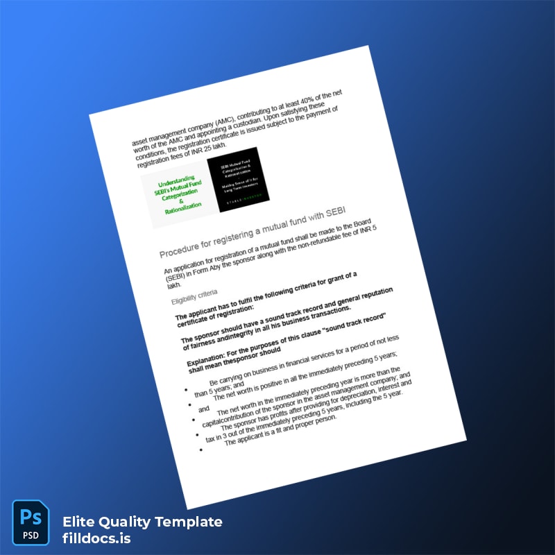 Fillable India SEBI Mutual Fund Registration Certificate Template in Word and PDF formats page 2 Page Preview - FillDocs