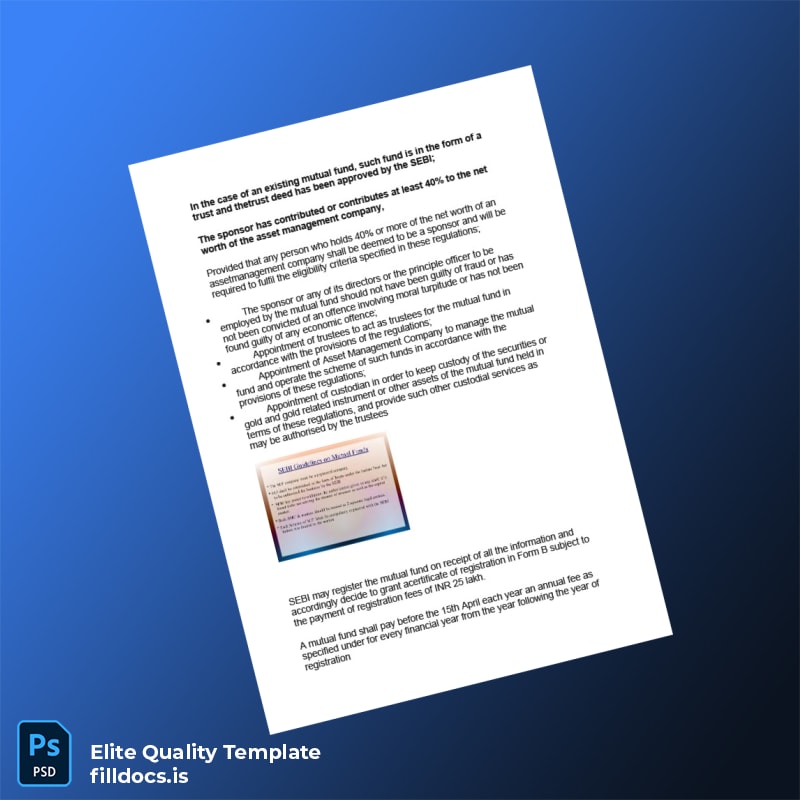 Fillable India SEBI Mutual Fund Registration Certificate Template in Word and PDF formats page 3 Page Preview - FillDocs