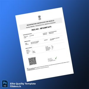 Fillable India Shajapur DTO Vehicle Registration Certificate Template - Word/PDF Template Preview
