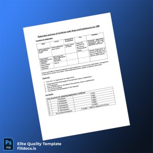 Fillable India Shops Act Registration Certificate Template - Word/PDF Template Preview