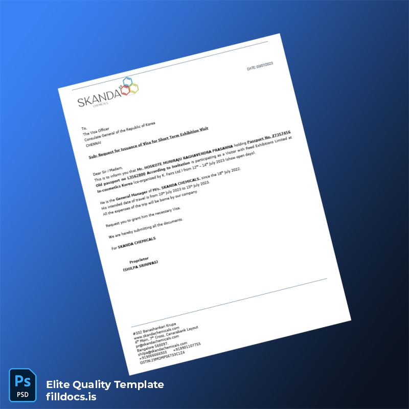 Fillable India Skanda Chemicals Employment Verification Letter Template in Word and PDF formats page 3 Page Preview - FillDocs