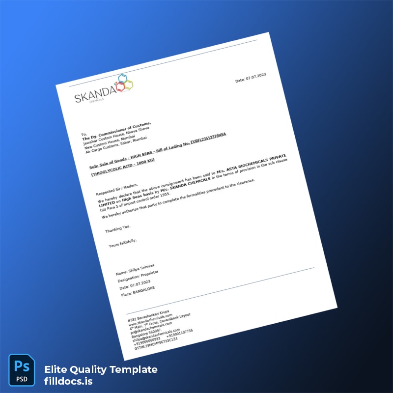 Fillable India Skanda Chemicals Employment Verification Letter Template in Word and PDF formats page 4 Page Preview - FillDocs