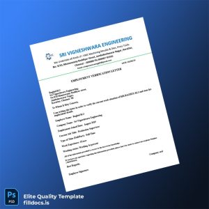 Fillable India Sri Vigneshwara Engineering Employment Verification Letter Template - Word/PDF Template Preview - FillDocs