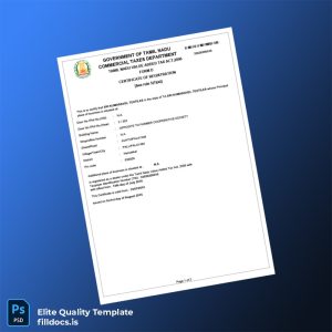 Fillable India Tamil Nadu Commercial Registration Certificate Template - Word/PDF Template Preview