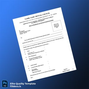 Fillable India Tamil Nadu Dental Council Duplicate Registration Certificate Template - Word/PDF Template Preview - FillDocs