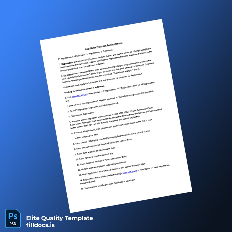 Fillable India Tax Authority Registration Certificate Template - Word/PDF Template Preview