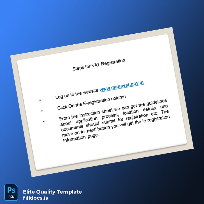 India Tax Authority VAT Registration Certificate Template in Word and PDF formats page 3