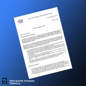 Fillable India Testa Technologies Software India Pvt Ltd Offer Letter Template - Word/PDF Template Preview - FillDocs