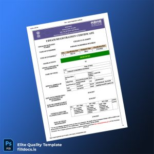 Fillable India Udyam Registration Certificate Template - Word/PDF Template Preview