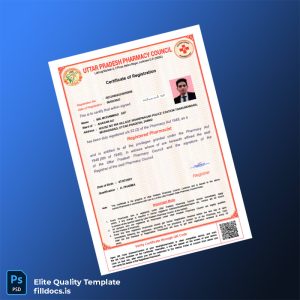 Fillable India Uttar Pradesh Pharmacy Council Registration Certificate Template - Word/PDF Template Preview - FillDocs
