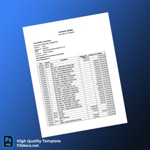 India Vijaya Bank Statement Template in Word and PDF formats