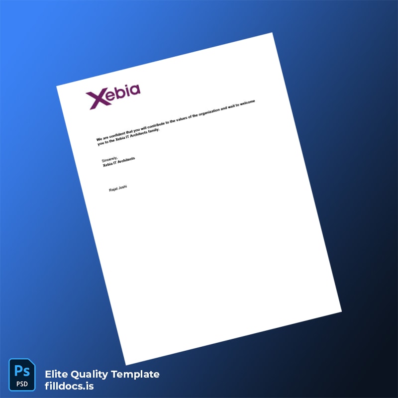 Fillable India Xebia IT Employment Verification Letter Template in Word and PDF formats page 2 Page Preview - FillDocs