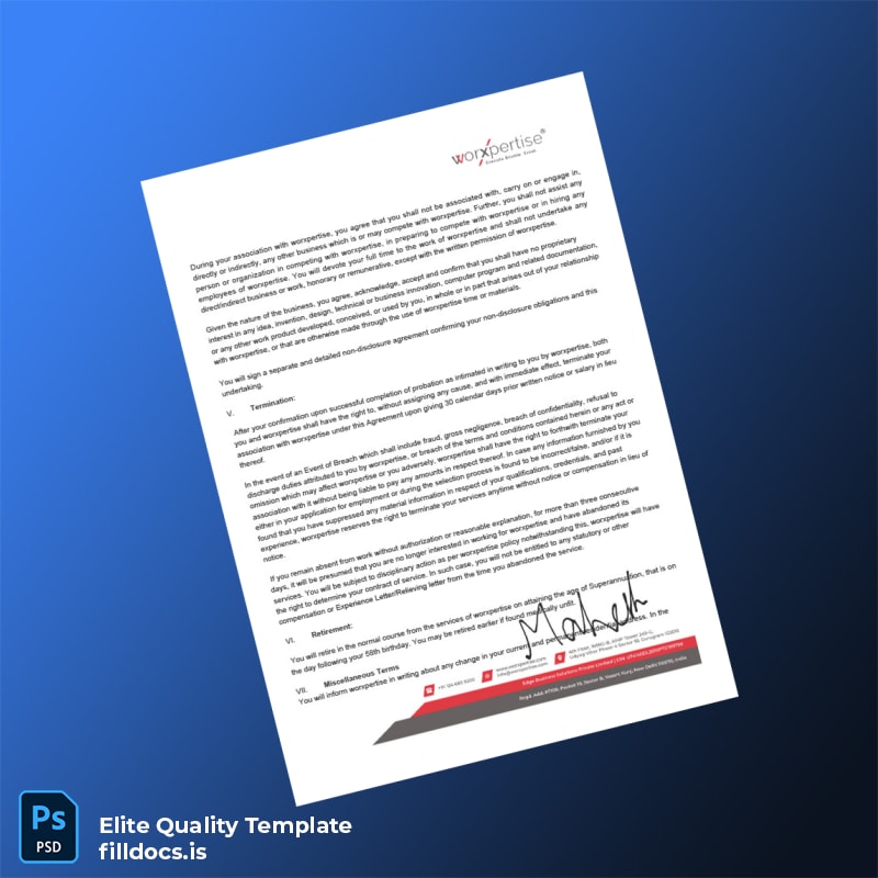 Fillable India worxpertise Appointment Letter Template in Word and PDF formats page 4 Page Preview - FillDocs