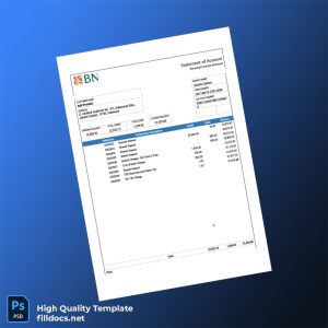 Indonesia Jakarta Selatan Bank Statement Template in Word and PDF formats