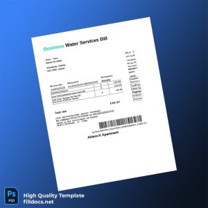 Ireland Ahlers K Apartment Editable Water Bill Template in Word and PDF formats