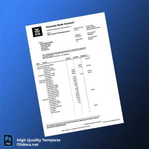 Ireland Allied Irish Banks Bank Statement Template in Word and PDF formats