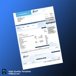 Ireland Bord G Is Energy Editable Electricity Bill Template in Word and PDF formats