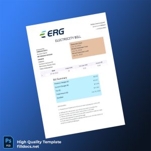 Italy ERG Editable Utility Bill Template in Word and PDF formats