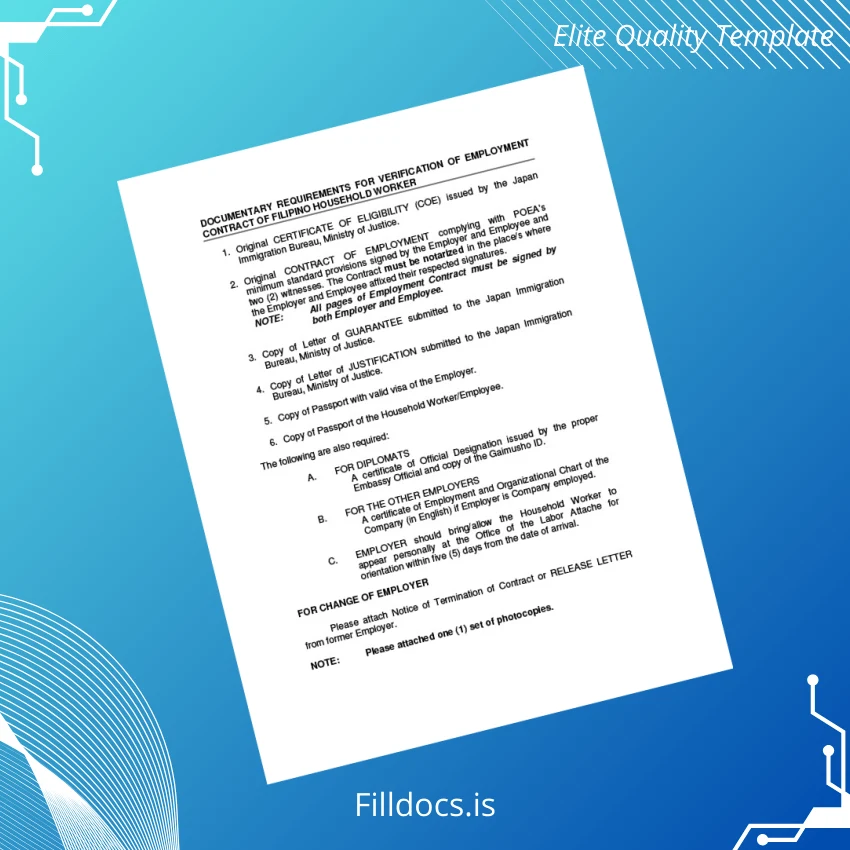 Fillable Japan Employer Employment Verification Letter Template - Word/PDF Template Preview - FillDocs