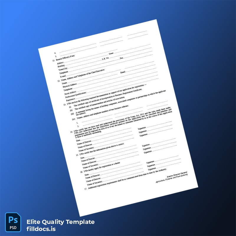 Fillable Kenya Agriculture and Food Authority Registration Certificate Template in Word and PDF formats page 2 Page Preview - FillDocs