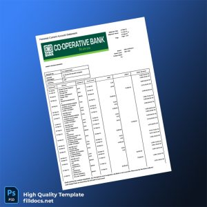 Kenya Co-Operative Bank Bank Statement Template in Word and PDF formats