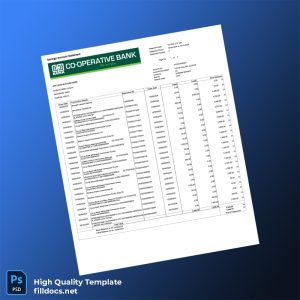 Kenya Co-op Bank Savings Account Statement Template in Word and PDF formats