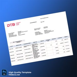 Kenya DTB Bank Statement Template in Word and PDF formats