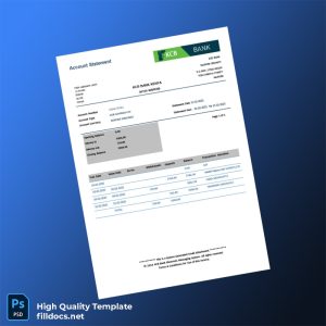 Kenya KCB Bank Account Statement Template in Word and PDF formats