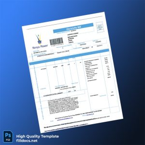 Kenya Kenya Power Editable Electricity Bill Template in Word and PDF formats