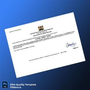 Fillable Kenya Ministry of Commerce Business Registration Certificate Template - Word/PDF Template Preview - FillDocs