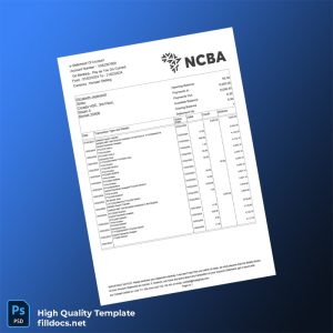 Kenya NCBA Bank Statement Template in Word and PDF formats