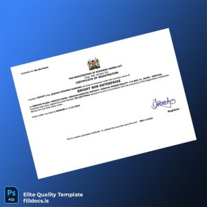 Fillable Kenya Registrar of Business Names Business Registration Certificate Template - Word/PDF Template Preview - FillDocs
