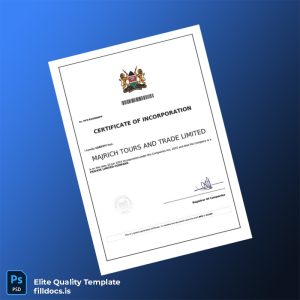 Fillable Kenya Registrar of Companies Certificate of Incorporation Template - Word/PDF Template Preview - FillDocs