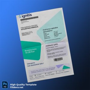 Lithuania UAB Ignitis Editable Electricity Bill Template in Word and PDF formats