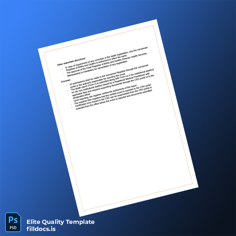 Fillable Maharashtra Public Health Department Death Registration Certificate Template in Word and PDF formats page 4 Page Preview - FillDocs