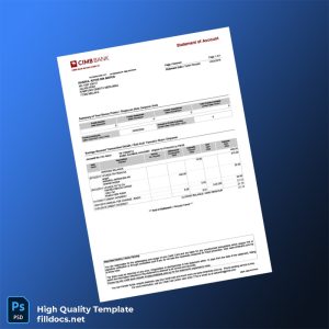 Malaysia CIMB Bank Statement Template in Word and PDF formats