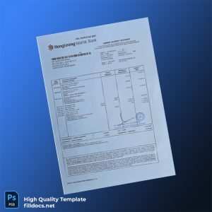 Malaysia Hong Leong Islamic Bank Berhad Bank Statement Template in Word and PDF formats