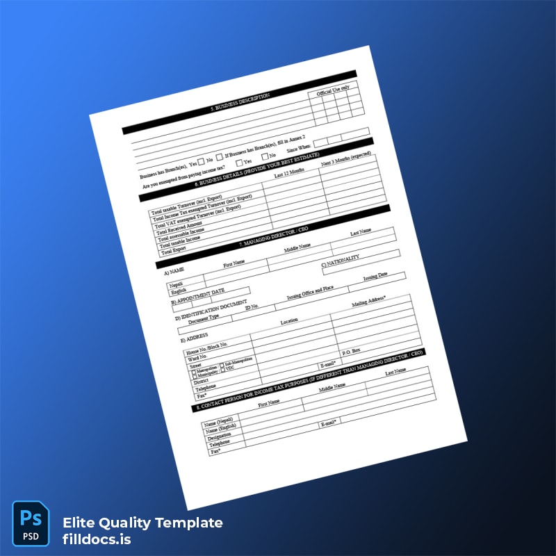 Fillable Nepal Inland Revenue Office Business Registration Certificate Template in Word and PDF formats page 2 Page Preview - FillDocs