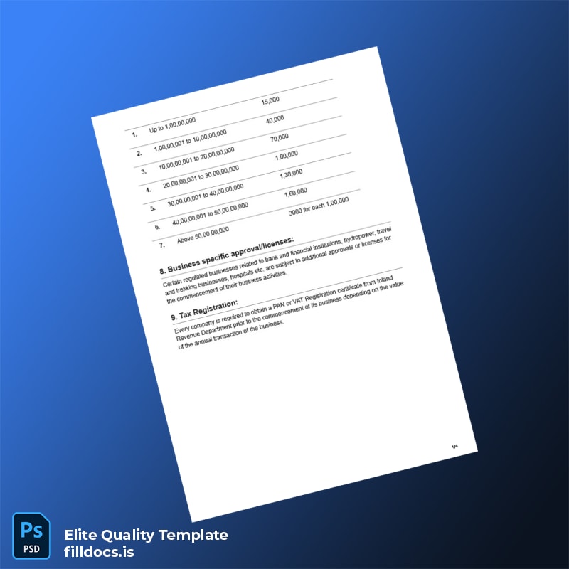 Fillable Nepal Ministry of Commerce Company Registration Certificate Template in Word and PDF formats page 4 Page Preview - FillDocs