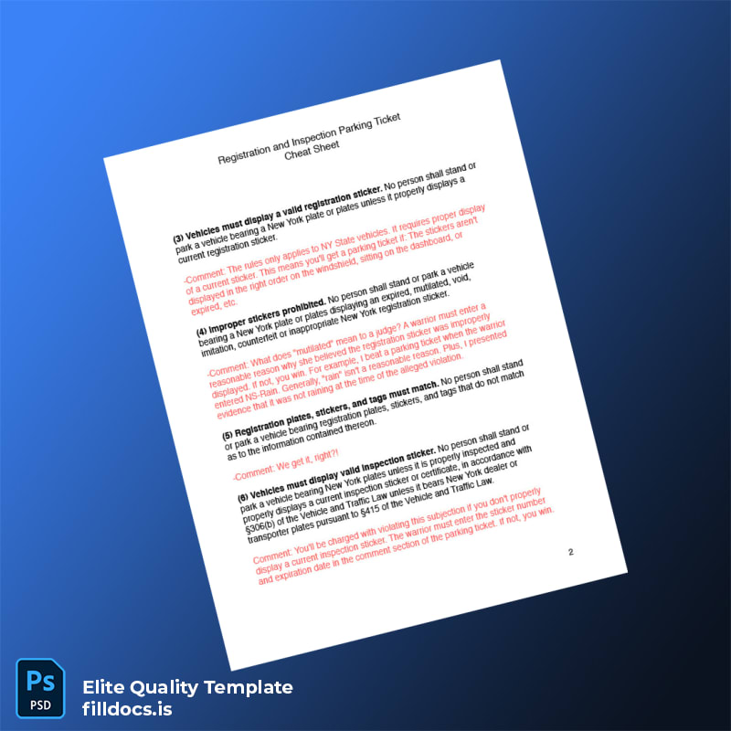 Fillable New York State Vehicle Registration and Inspection Cheat Sheet PDF Template page 2 Page Preview - FillDocs