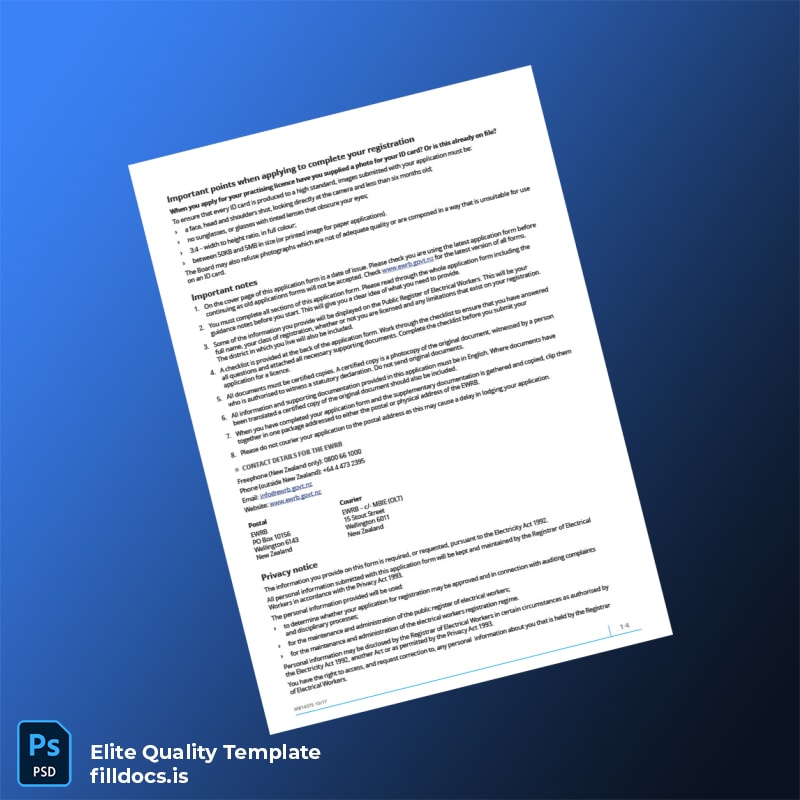 Fillable New Zealand Electrical Registration License Application for Overseas Applicants Template in Word and PDF formats page 3 Page Preview - FillDocs