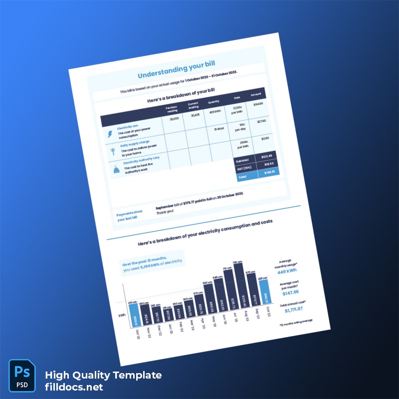 New Zealand EnergyA Editable Electricity Bill Template in Word and PDF formats page 2
