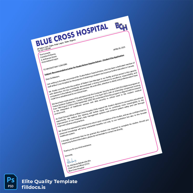 Fillable Nigeria Blue Cross Hospital Employment Verification Letter Template in Word and PDF formats page 2 Page Preview - FillDocs