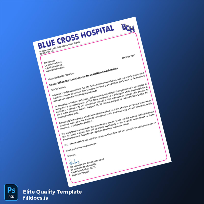 Fillable Nigeria Blue Cross Hospital Employment Verification Letter Template in Word and PDF formats page 3 Page Preview - FillDocs